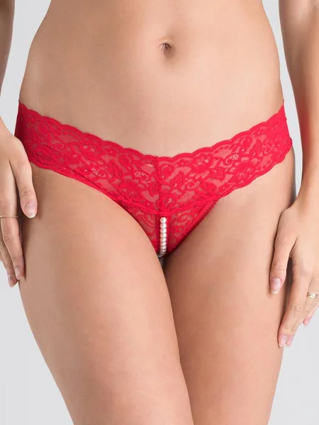 Lovehoney Red Crotchless Pearl Thong — image 9 of 9