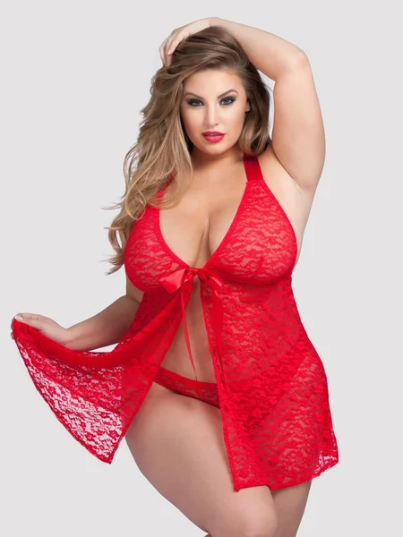 Lovehoney Plus Size Unwrap Me Red Lace Babydoll — image 13 of 13
