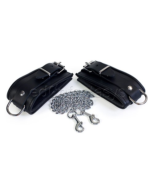 Chained leather ankle cuffs