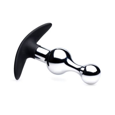 Master Series Dark Drop Metal Silicone Beaded Anal Plug