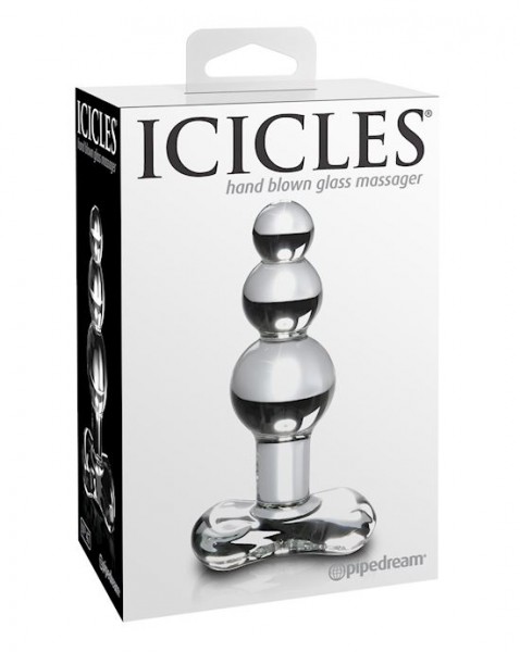 Icicles No 47 Beaded Glass Butt Plug with T-Bar Base