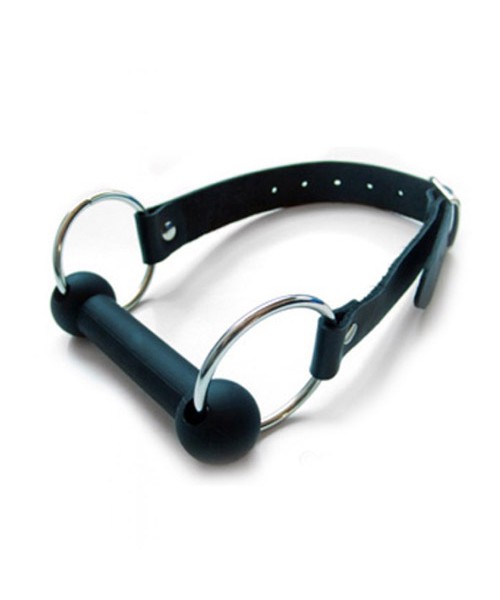 Silicone bit gag with leather straps