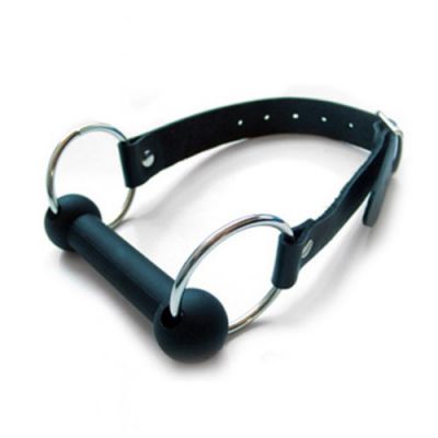 Silicone bit gag with leather straps