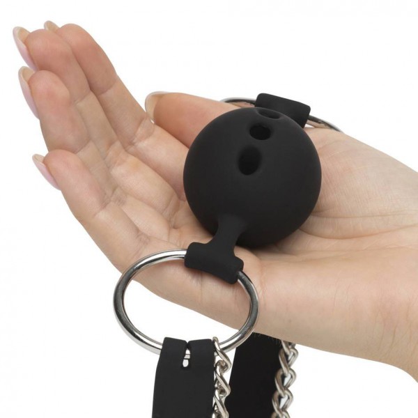 DOMINIX Deluxe Large Breathable Ball Gag with Nipple Clamps