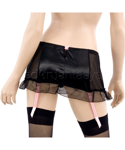 Satin bra, skirt and thong set