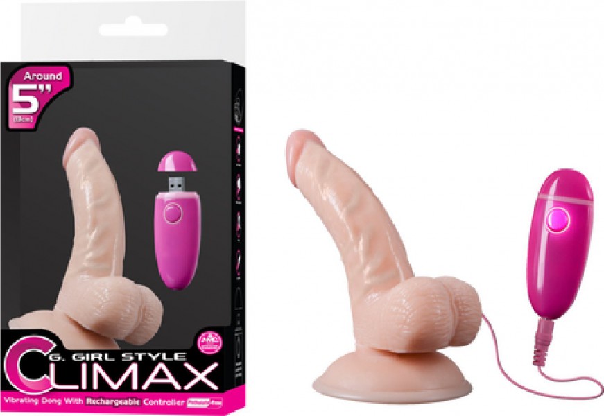 Vibrating Dong W/ Rechargeable Controller - 5" (Flesh)