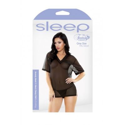 Sleep Brandy Mesh V Neck Sleep Shirt G String One Size