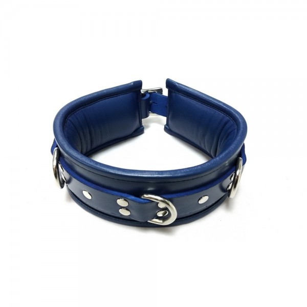 Rouge Blue Leather Padded Collar