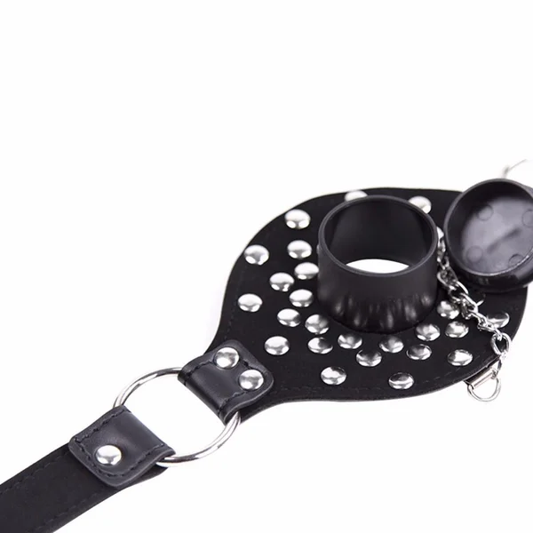 Leather Studded Open Mouth Feeding Gag — image 15 of 16