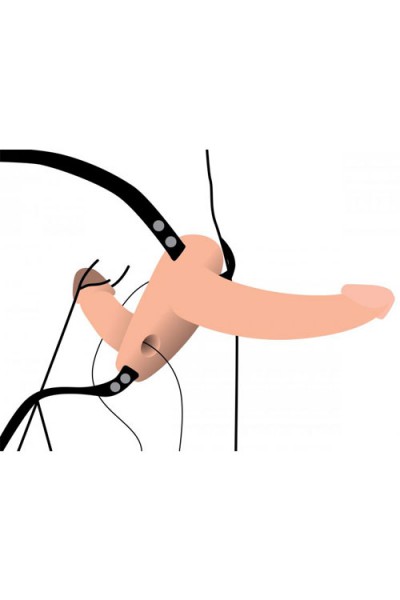 Strap U Vibrating Silicone Double Dildo with Harness