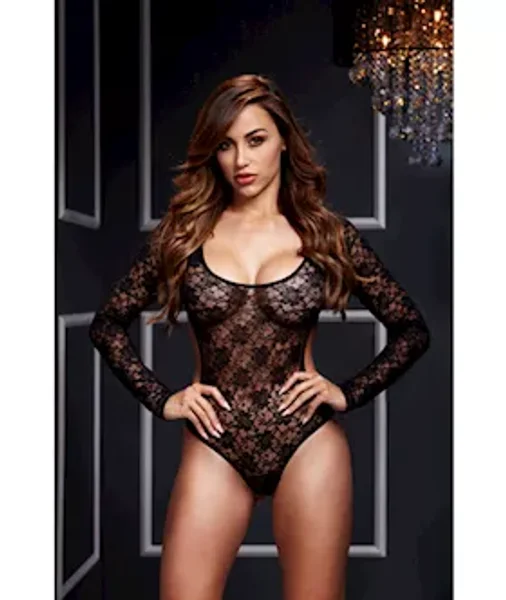 Lacy Bodysuit Back Cutout 1 Piece Os - Black — image 5 of 5