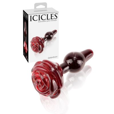 Pipedream Icicles 4 Glass Butt Plug with Rose Base