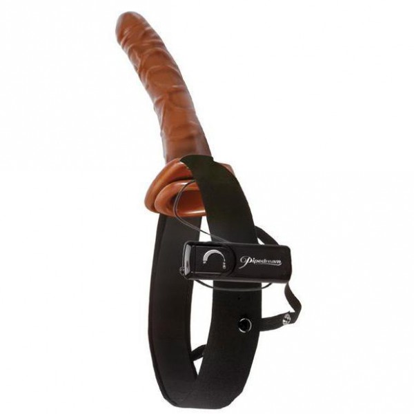 Fetish Fantasy 10" Chocolate Dream Vibrating Hollow Strap On