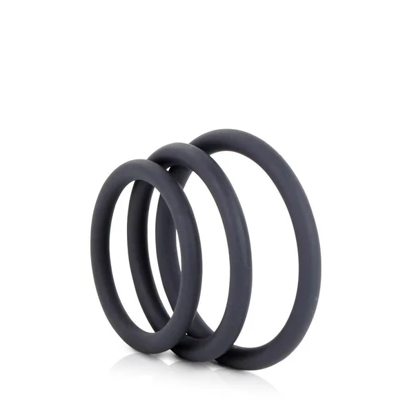 Silicone Thin Cock Ring 3 Pack by Optimale Black — image 6 of 10