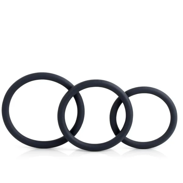 Silicone Thin Cock Ring 3 Pack by Optimale Black — image 7 of 10