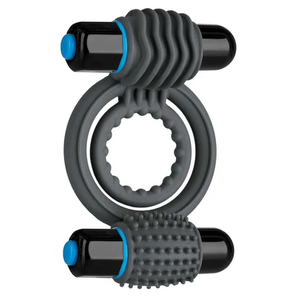 Black Double Vibrating Bullet Silicone Cock Ring for Men by Optimale — image 3 of 4