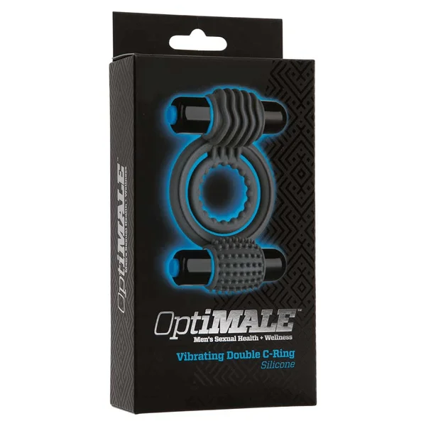 Black Double Vibrating Bullet Silicone Cock Ring for Men by Optimale — image 4 of 4