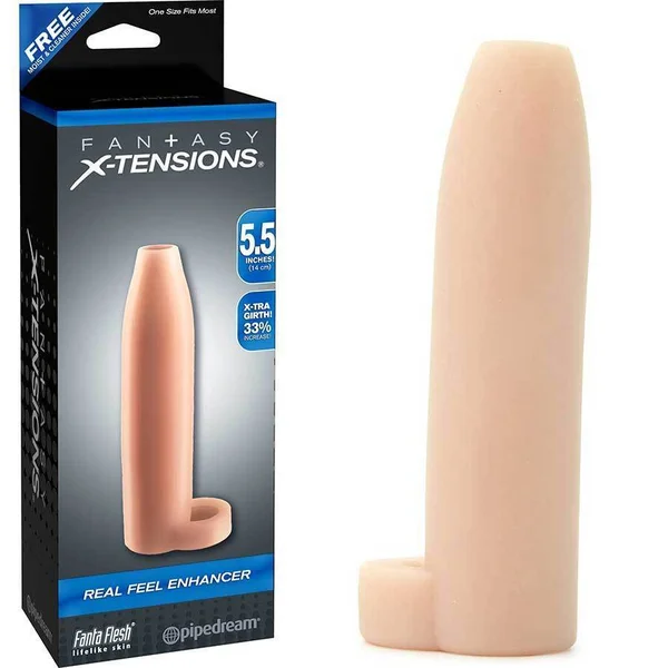 Real Feel Tan Penis Extension Sleeve 5.5 Inch Fantasy X-Tensions — image 7 of 12