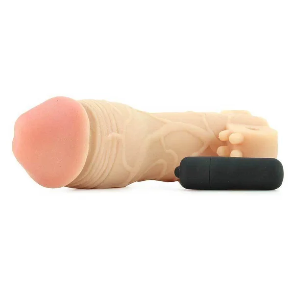 Vibrating 2 Inch Tan Penis Extension Sleeve Real Feel  X-Tensions — image 15 of 19