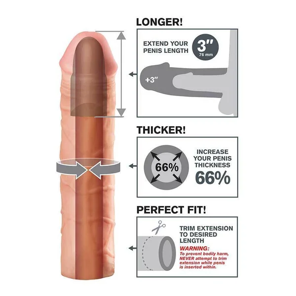 Mega Penis Extension Sleeve 9'' Tan Cock Sheath X-Tensions — image 9 of 10