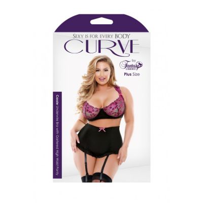 Curve Cassie Underwire Bra with Gartered High Waist Panty Plus Size