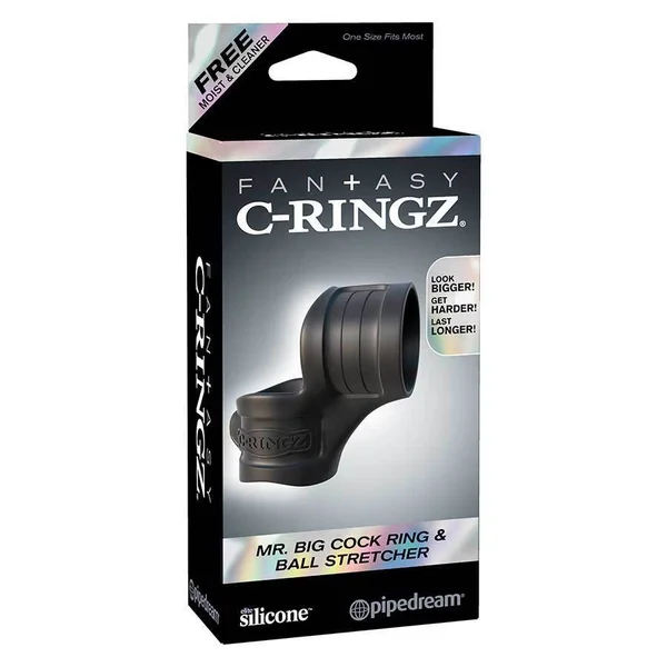 Black Silicone Mr. Big Cock Ring and Ball Stretcher by Fantasy C-Ringz — image 14 of 14