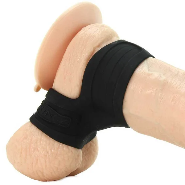 Black Silicone Mr. Big Cock Ring and Ball Stretcher by Fantasy C-Ringz — image 8 of 14