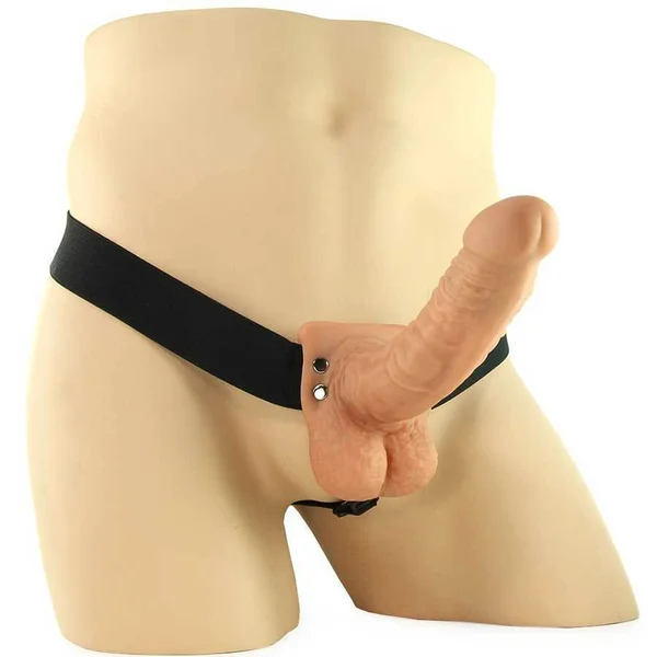 Natural 7" Penis Extender Sleeve for Men | Tan Hollow Strap On and Harness — image 10 of 10