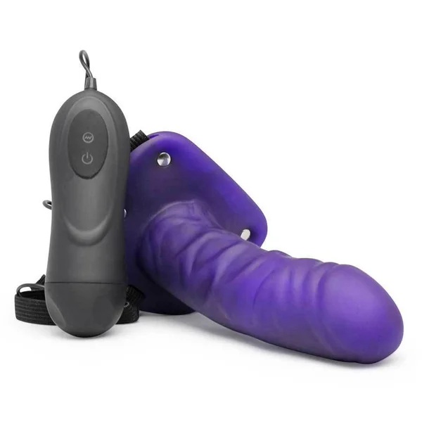 Vibrating Penis Extension Sleeve 7" Hollow Purple Strap-On Cock Sheath — image 13 of 14