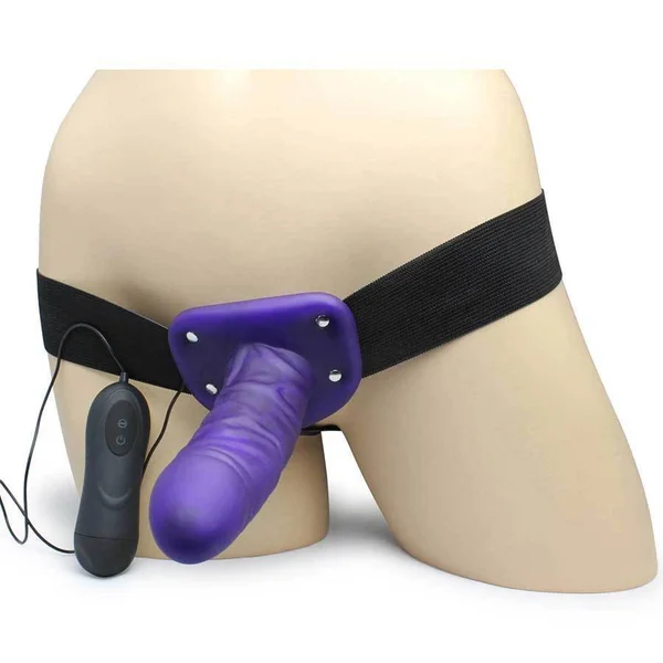 Vibrating Penis Extension Sleeve 7" Hollow Purple Strap-On Cock Sheath — image 8 of 14