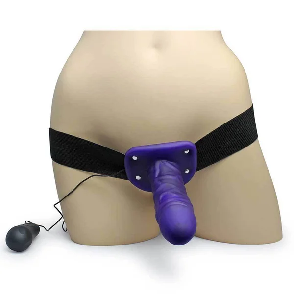 Vibrating Penis Extension Sleeve 7" Hollow Purple Strap-On Cock Sheath — image 9 of 14