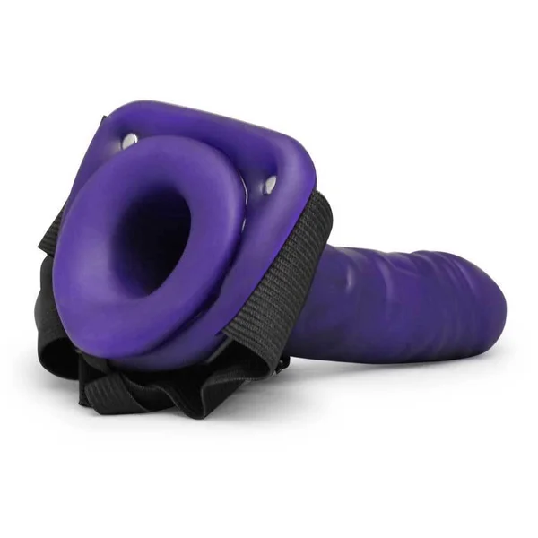 Vibrating Penis Extension Sleeve 7" Hollow Purple Strap-On Cock Sheath — image 12 of 14