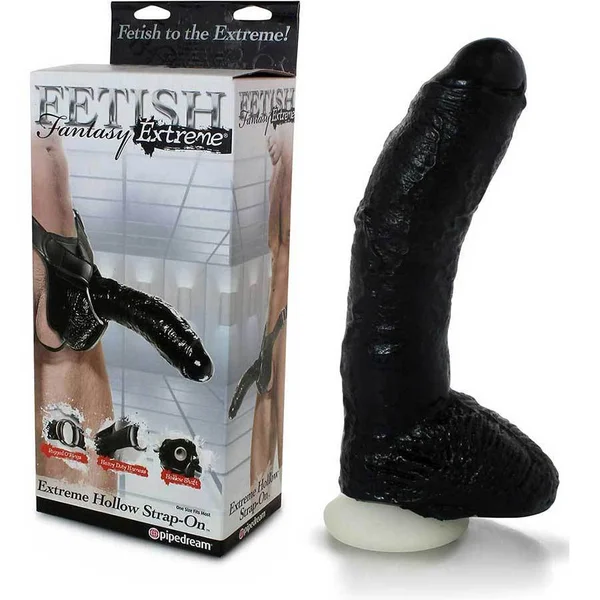 Black Penis Extension Sleeve 10" Extreme Hollow Strap On Sheath — image 7 of 10