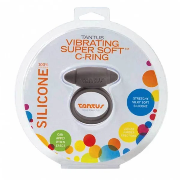 Tantus Silicone Vibrating Cock Ring Super Soft Black C-Ring for Men — image 4 of 4