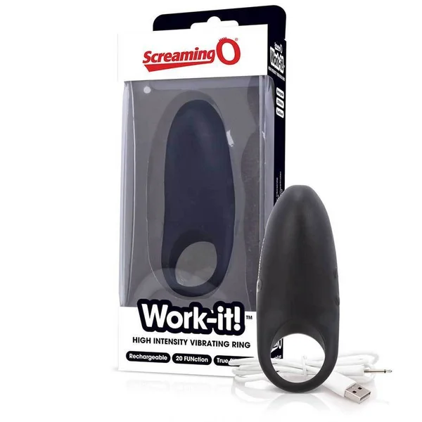 Work It! Penis Ring Silicone Vibrating Black Couples Cock Ring Sex Toy — image 5 of 8