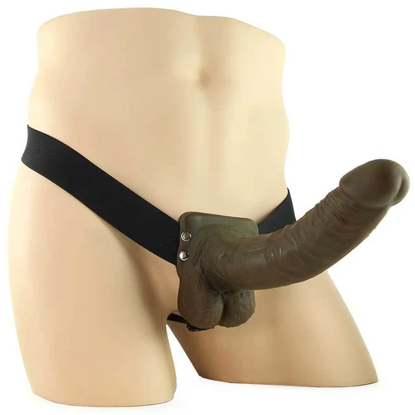 9" Brown Hollow Strap-On Penis Extension with Balls by Fetish Fantasy — image 7 of 12