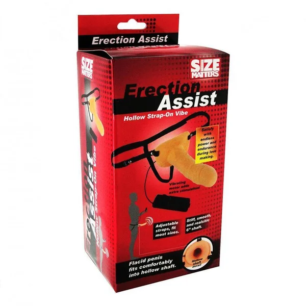 Vibrating Erection Assist Hollow Strap On  6.5'' Penis Extension Strap On Sleeve Tan — image 8 of 8