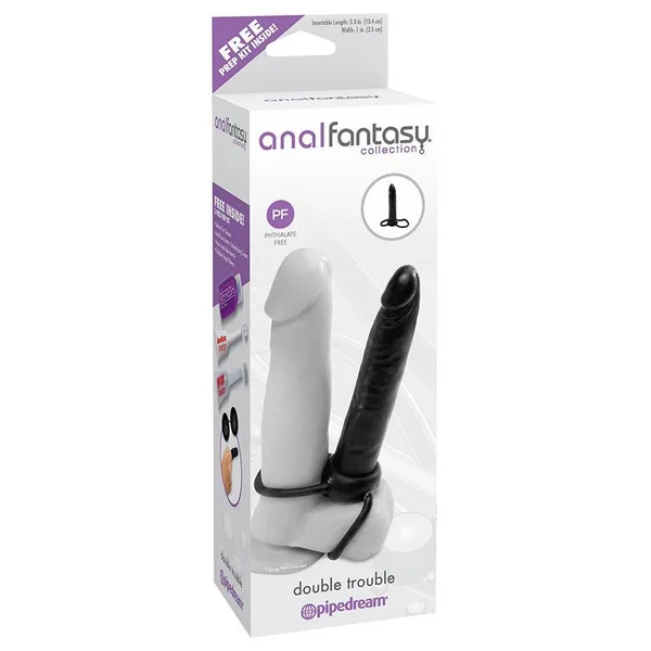 Double Trouble Dual Penetration Cock Ring  and Slim Black Dildo 5.3'' — image 9 of 10