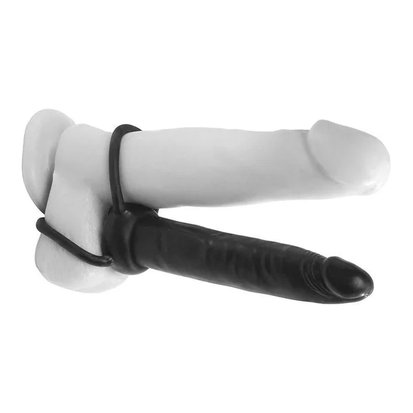 Double Trouble Dual Penetration Cock Ring  and Slim Black Dildo 5.3'' — image 8 of 10