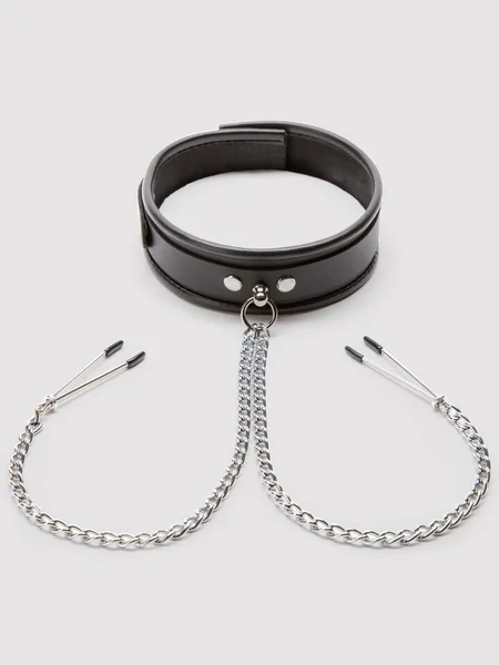 DOMINIX Deluxe Leather Collar with Nipple Clamps — image 19 of 19