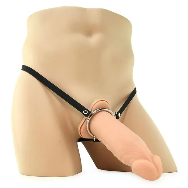 Silicone Penis Extension Sleeve 8'' Tan Hollow Strap On X-Tensions — image 9 of 14