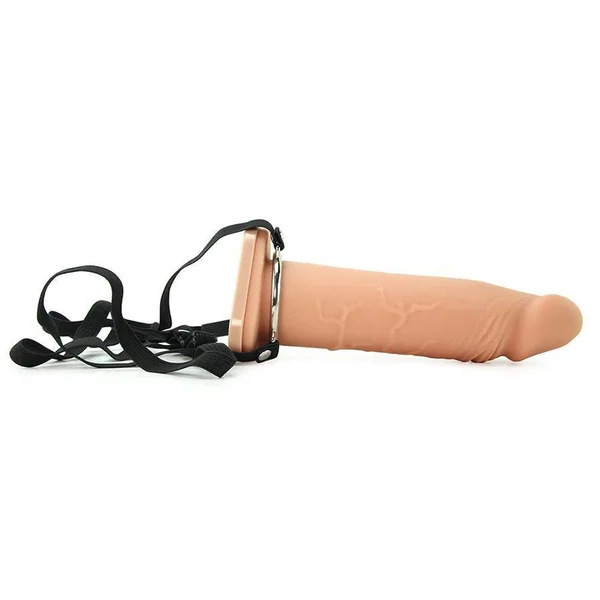 Silicone Penis Extension Sleeve 8'' Tan Hollow Strap On X-Tensions — image 10 of 14