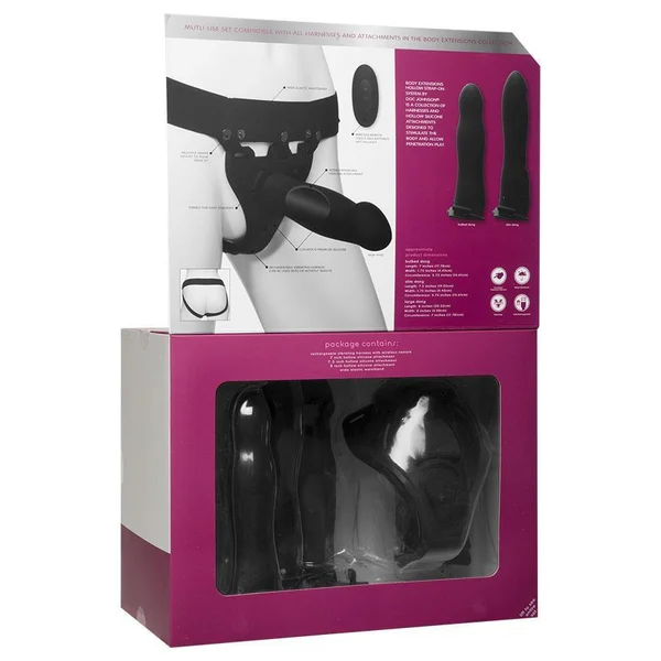 Be Naughty Vibrating Hollow Silicone Strap On Penis Extension Set Black — image 15 of 16