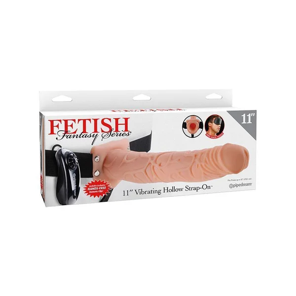 Vibrating Penis Extension Sleeve 11" Hollow Tan Strap On Sheath — image 12 of 12