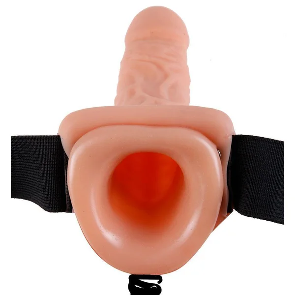 Vibrating Penis Extension Sleeve 11" Hollow Tan Strap On Sheath — image 11 of 12