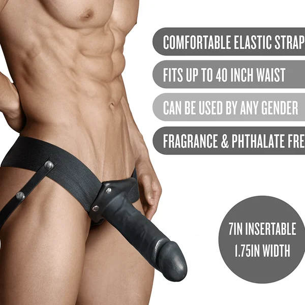 Thick 7 Inch Realistic Black Hollow Strap On Penis Sleeve by Dr. Skin — image 8 of 10