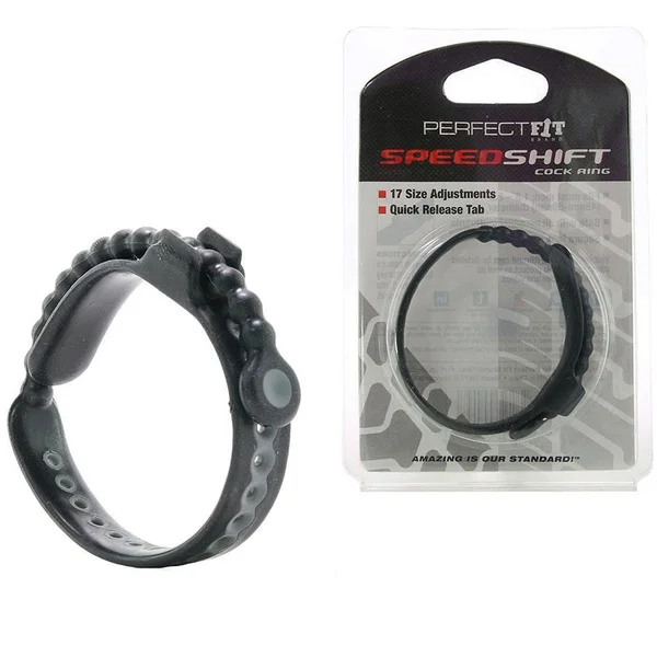 Black Speed Shift Fully Adjustable Silicone Penis Enhancing Cock Ring by Perfect Fit Brand — image 7 of 12