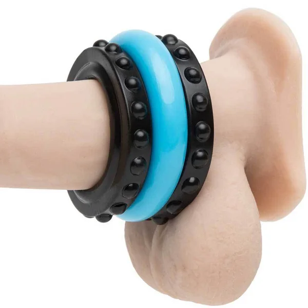 Control Pro Performance Beginners Dual Cock Ring Set by Sir Richards Black and Blue — image 7 of 12