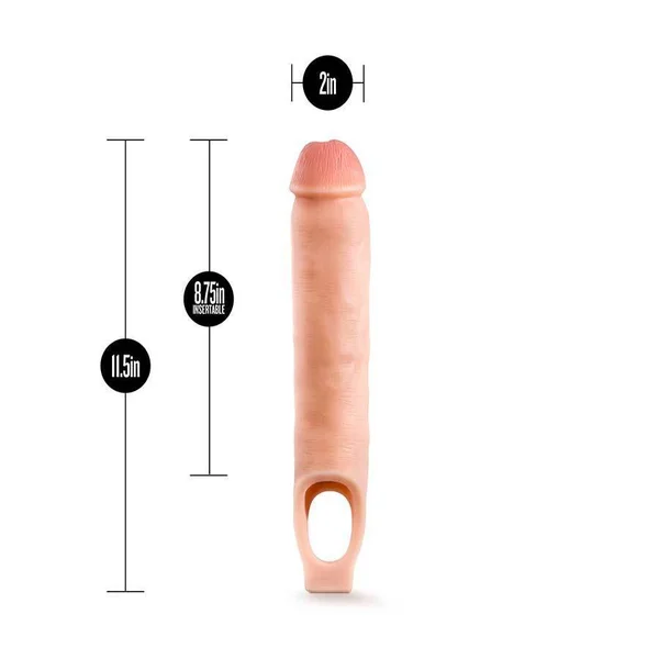 11.5 Inch Realistic Performance Penis Sleeve Natural Silicone Girth Enhancer — image 5 of 6
