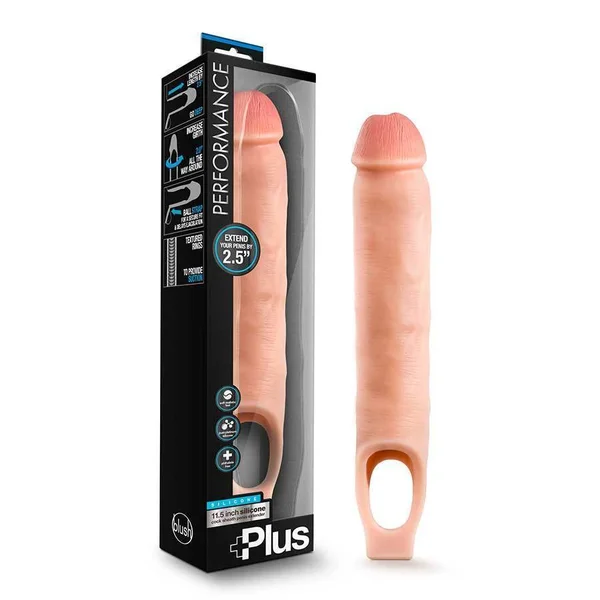 11.5 Inch Realistic Performance Penis Sleeve Natural Silicone Girth Enhancer — image 4 of 6